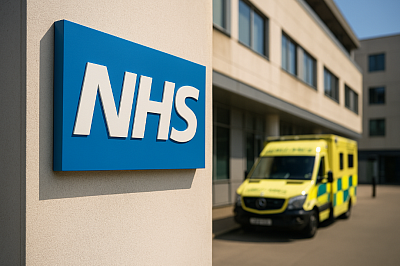 A high-resolution photograph of a hospital corridor with natural lighting, symbolizing accessibility and public healthcare. The image subtly evokes the UK's NHS system without any visible text or logos. The scene is realistic, clean, and inviting — portraying a healthcare environment that is modern, universally accessible, and free from commercialization. Ideal for themes involving public health, government healthcare policies, or NHS advocacy.